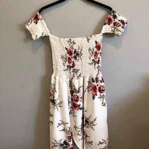 Off the shoulder Flowery White high low dress